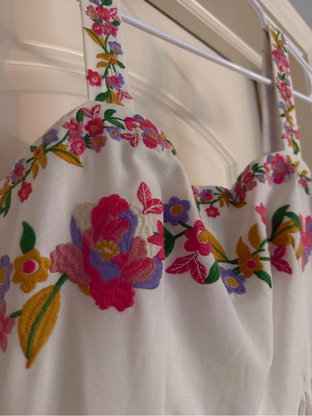 White Floral Embroidered Sundress